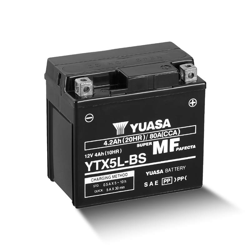 YUASA YTX5L-BS / 50412 12V 4,2Ah/C20 - 80A (EN) Motorradbatterie WF