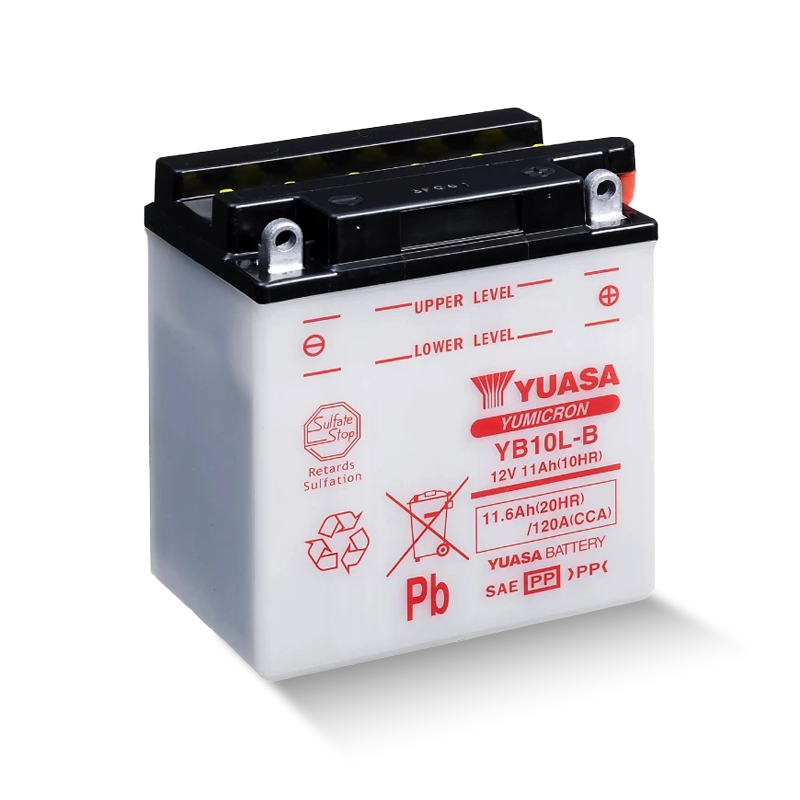 YUASA YB10L-B 12V 11,6Ah/C20 - 120A (EN) Motorradbatterie Anschlüsse: Vorne