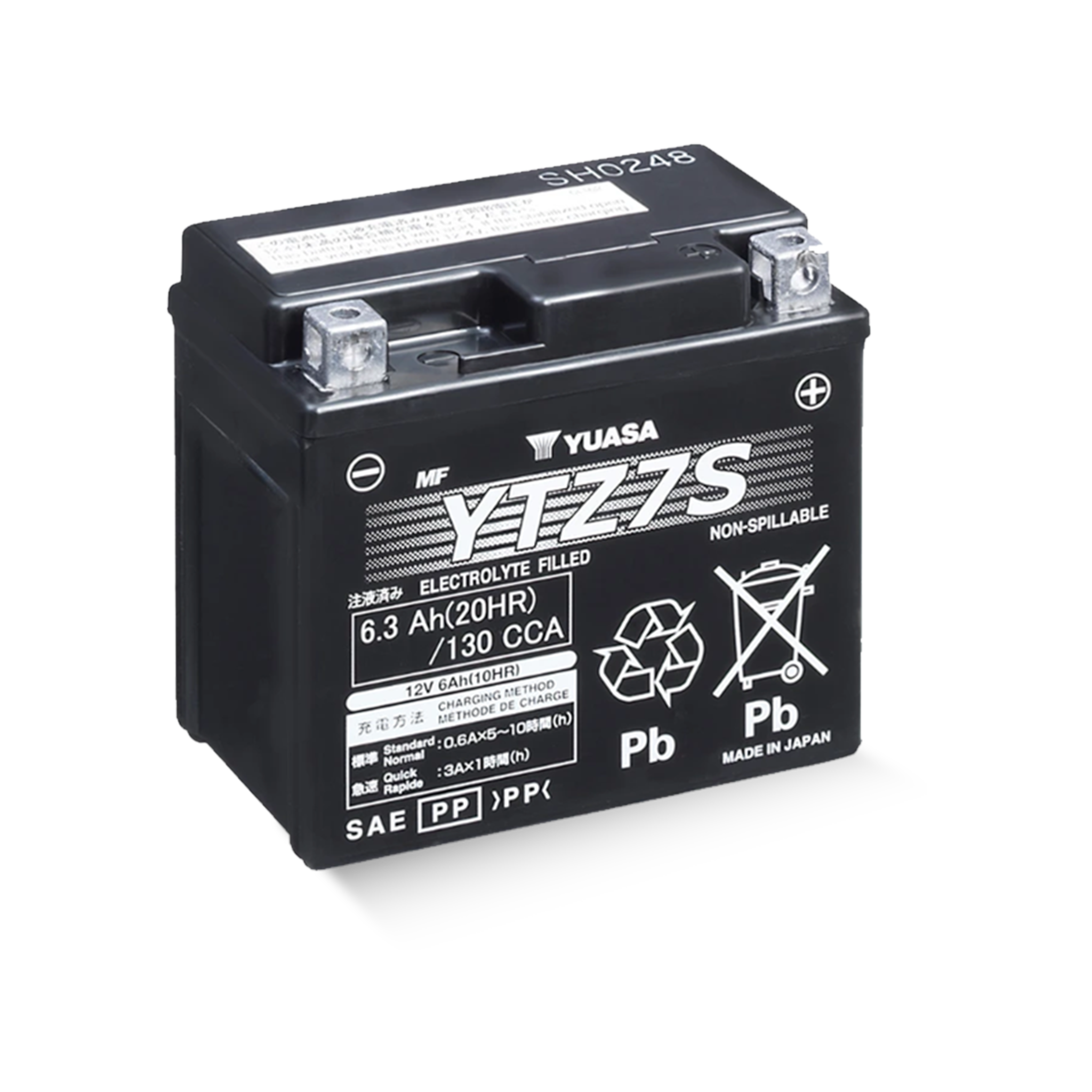 YUASA YTZ7S 12V 6,3Ah/C20 - 130A (EN) Motorradbatterie WF