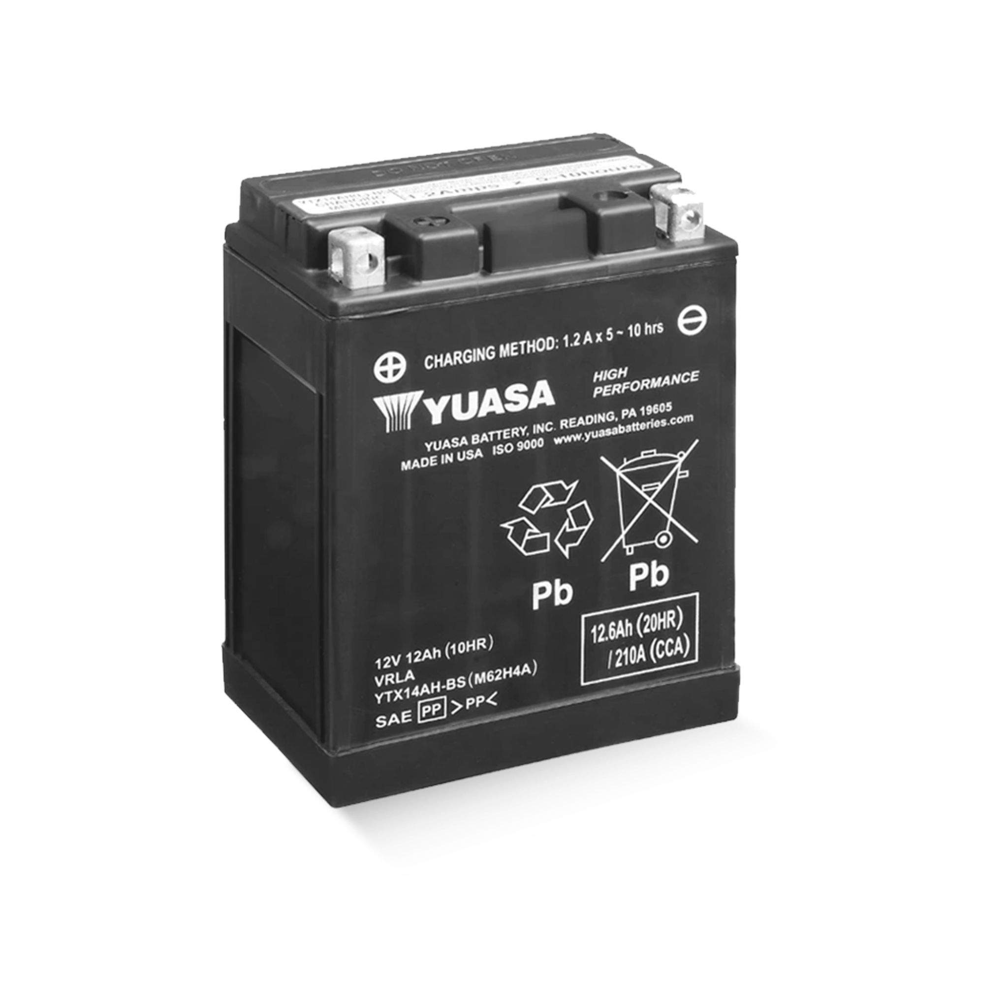 YUASA YTX14AH-BS 12V 12,6Ah/C20 - 210A (EN) Motorradbatterie WF