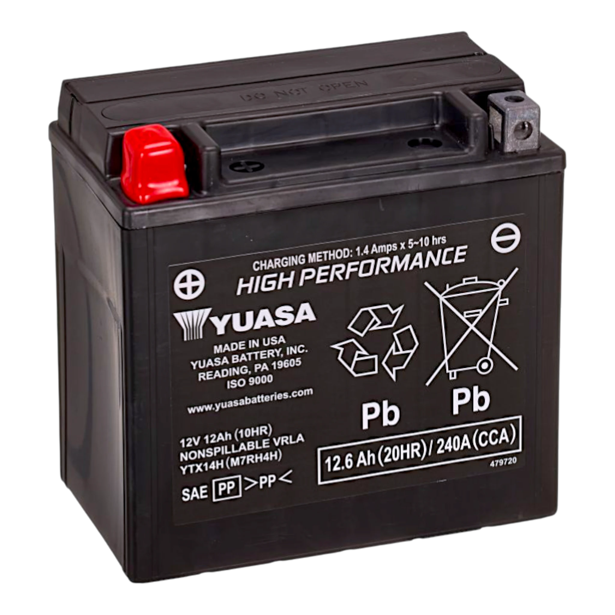 YUASA YTX14H WC 12V 12,6Ah/C20 - 240A (EN) Motorradbatterie WF