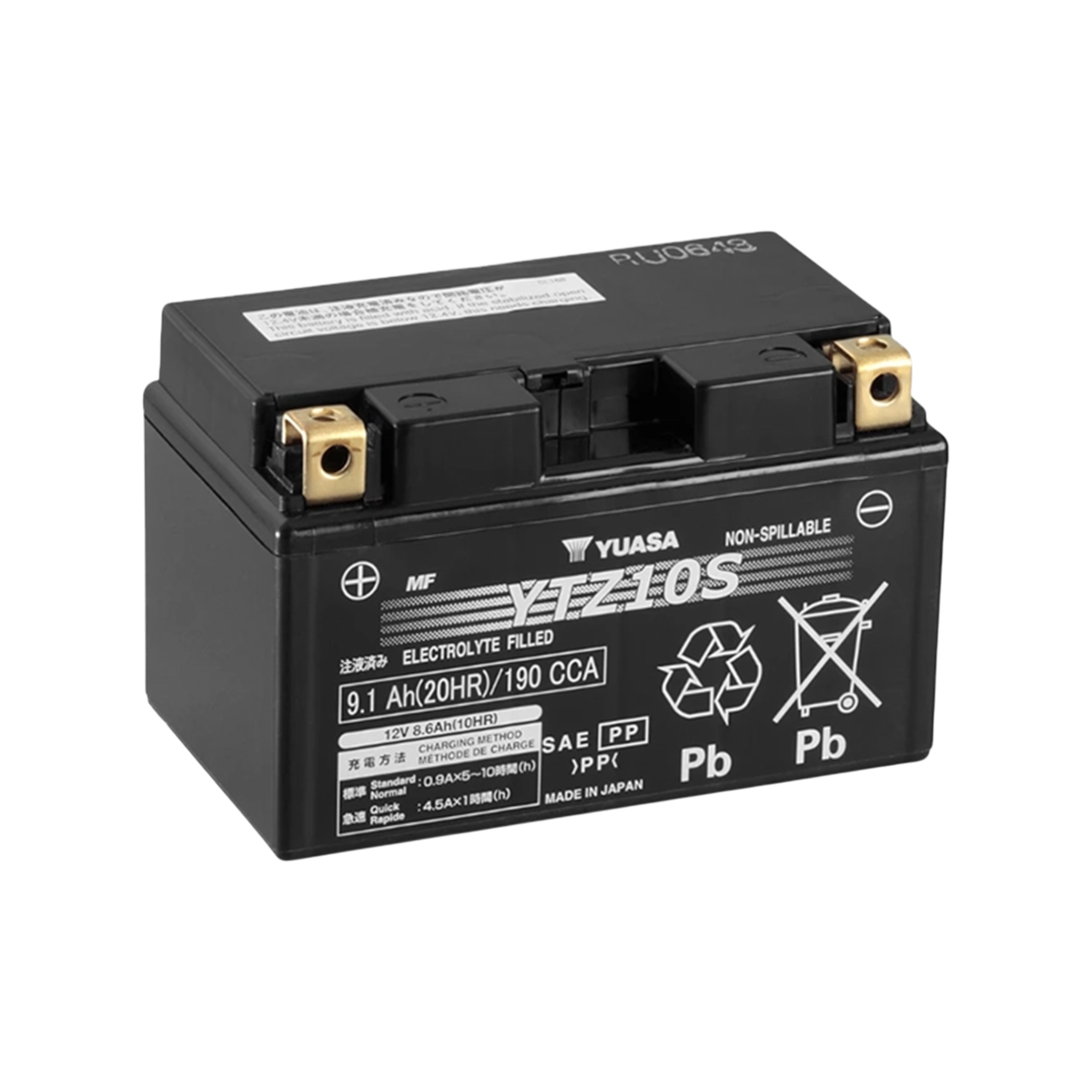 YUASA YTZ10S 12V 9,1Ah/C20 - 190A (EN) Motorradbatterie WF
