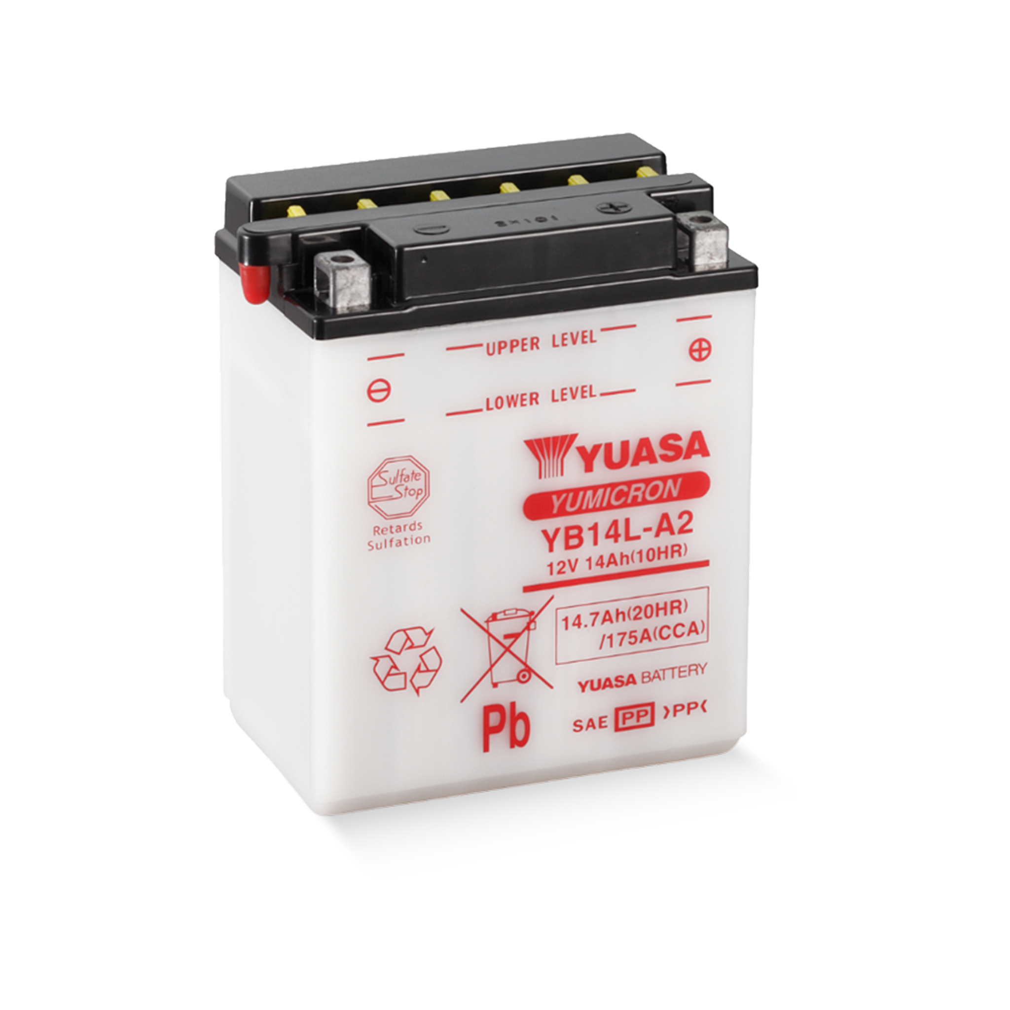 YUASA YB14L-A2 DC 12V 14,7Ah/C20 - 175A (EN) Motorradbatterie