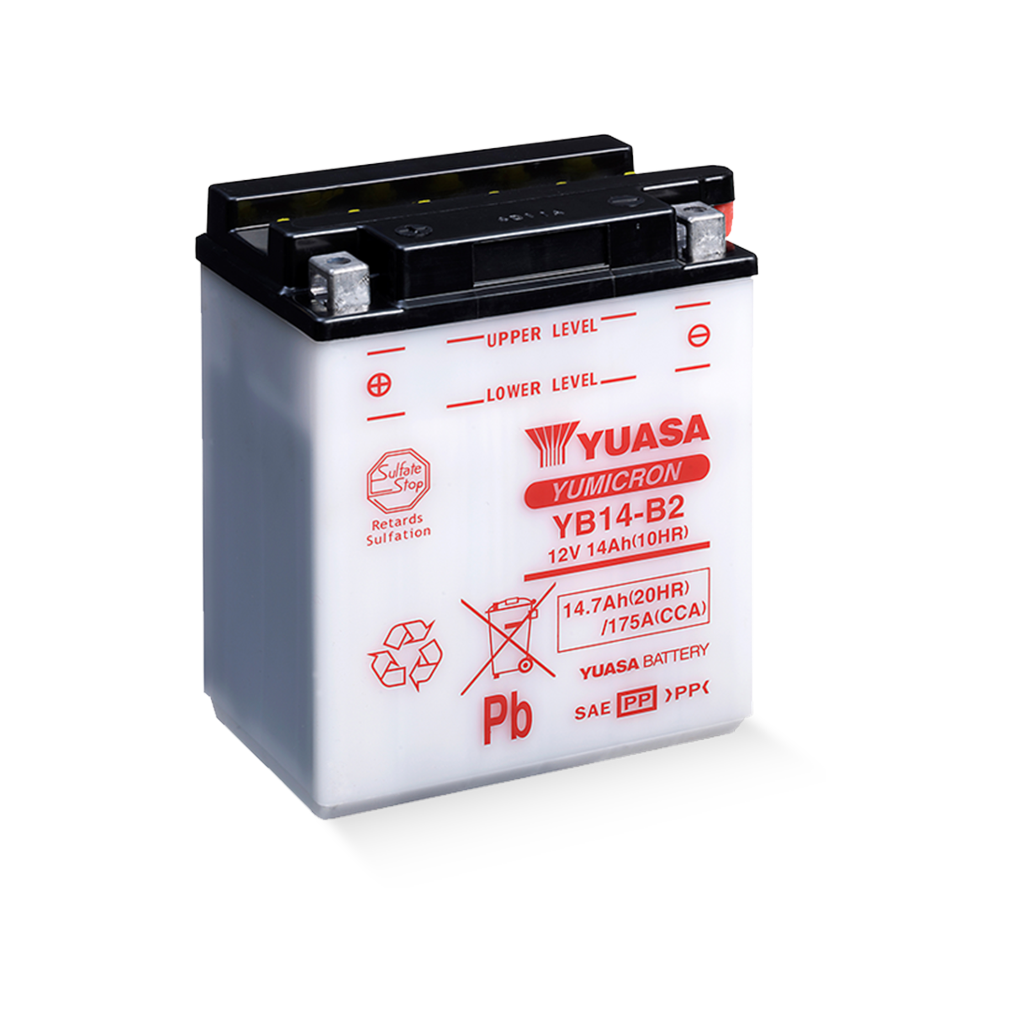 YUASA YB14-B2 DC 12V 14,7Ah/C20 - 175A (EN) Motorradbatterie