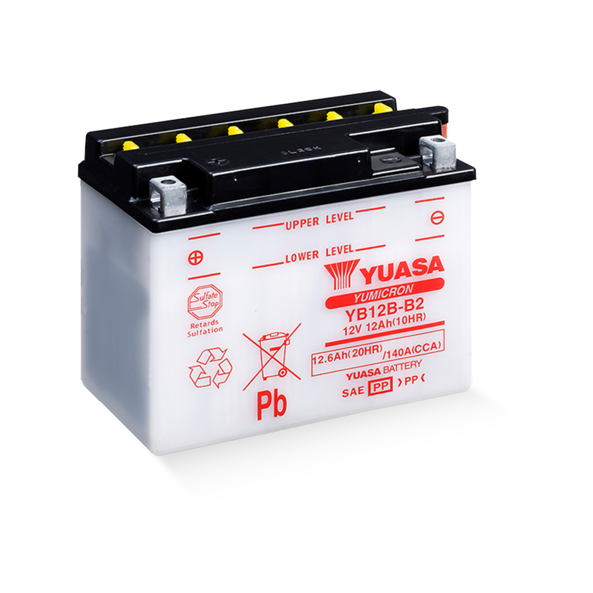 YUASA YB12B-B2 DC 12V 11,6Ah/C20 - 140A (EN) Motorradbatterie