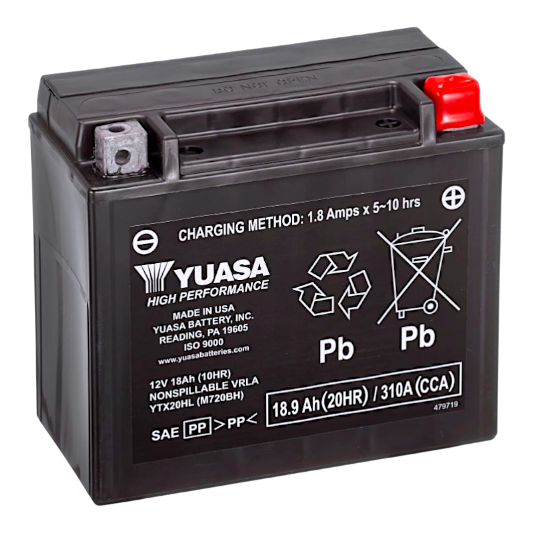 YUASA YTX20HL WC 12V 18,9Ah/C20 - 310A (EN) Motorradbatterie WF