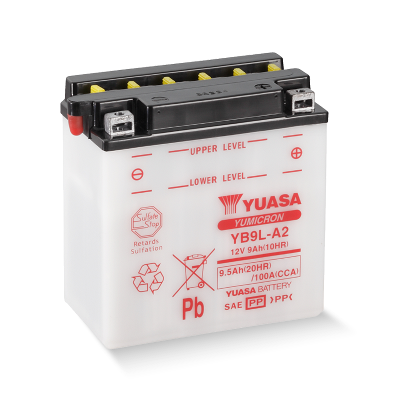 YUASA YB9L-A2 12V 9,5Ah/C20 - 100A (EN) Motorradbatterie