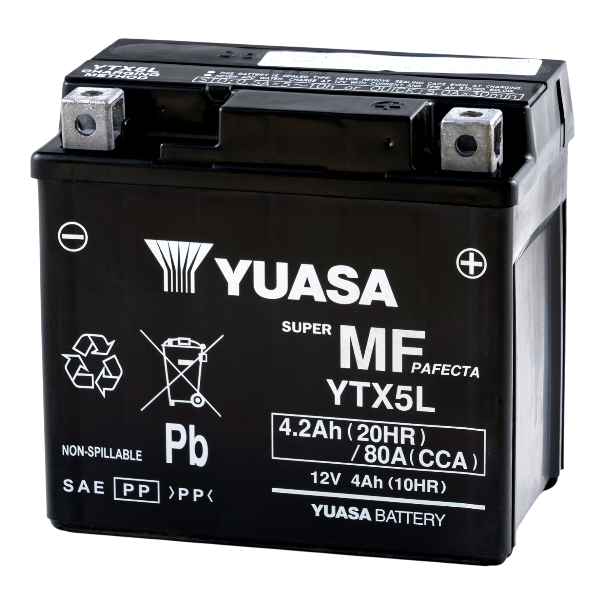 YUASA YTX5L WC 12V 4,2Ah/C20 - 80A (EN) Motorradbatterie WF