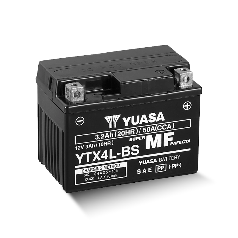 YUASA YTX4L-BS / 50314 12V 3,2Ah/C20 - 50A (EN) Motorradbatterie WF