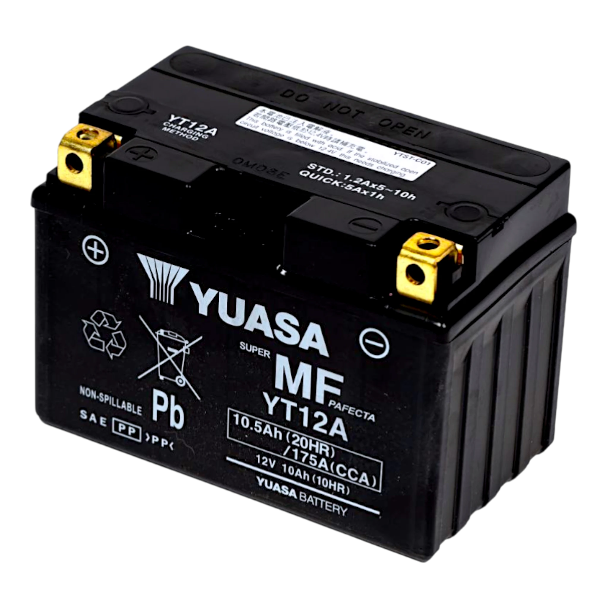 YUASA YT12A WC 12V 10,5Ah/C20 - 175A (EN) Motorradbatterie WF