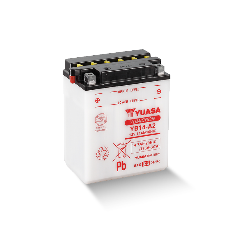 YUASA YB14-A2 12V 14,7Ah/C20 - 175A (EN) Motorradbatterie