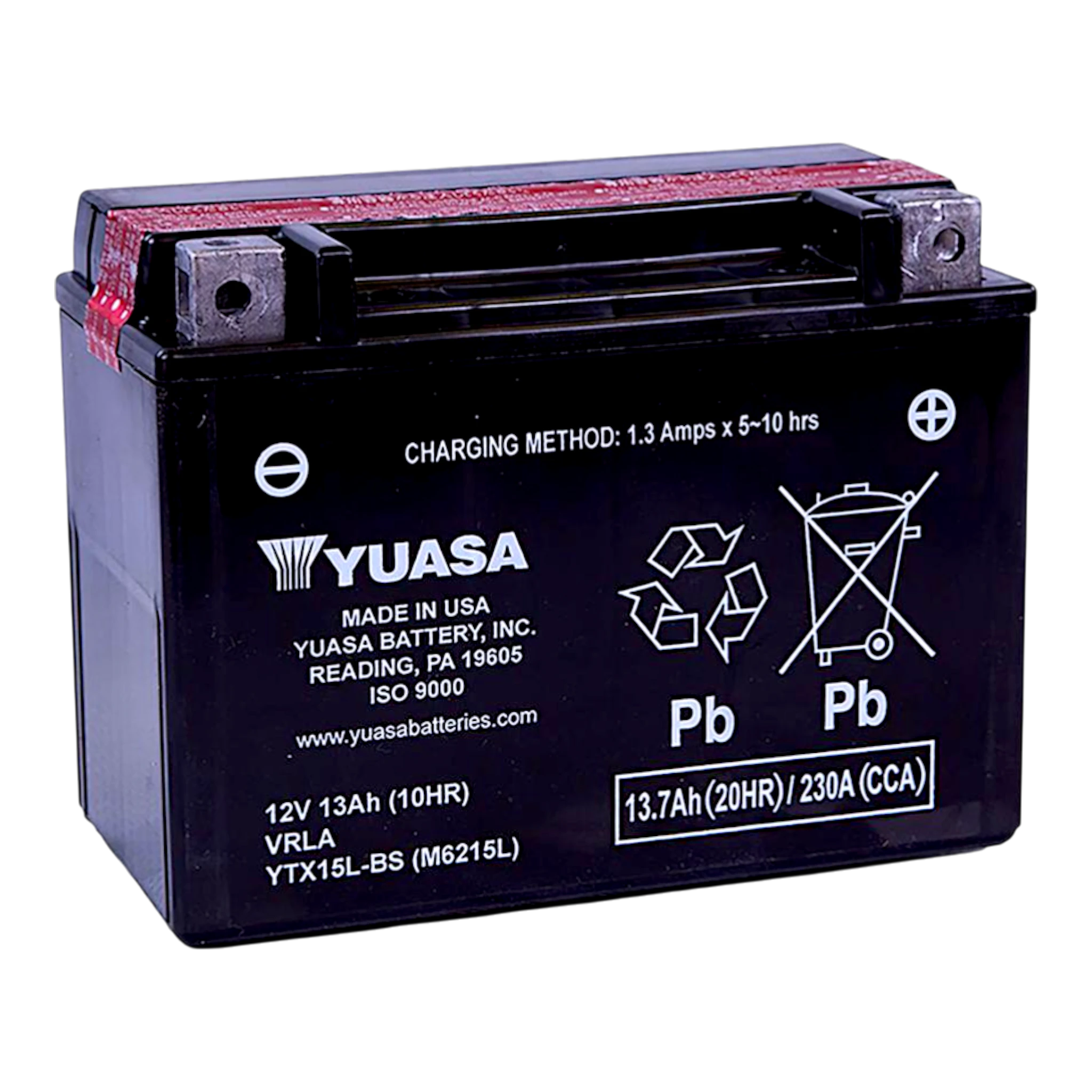 YUASA YTX15L-BS / 51391 12V 13,7Ah/C20 - 230A (EN) Motorradbatterie WF
