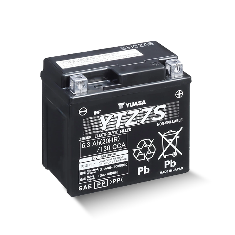 YUASA YTZ7S 12V 6,3Ah/C20 - 130A (EN) Motorradbatterie WF