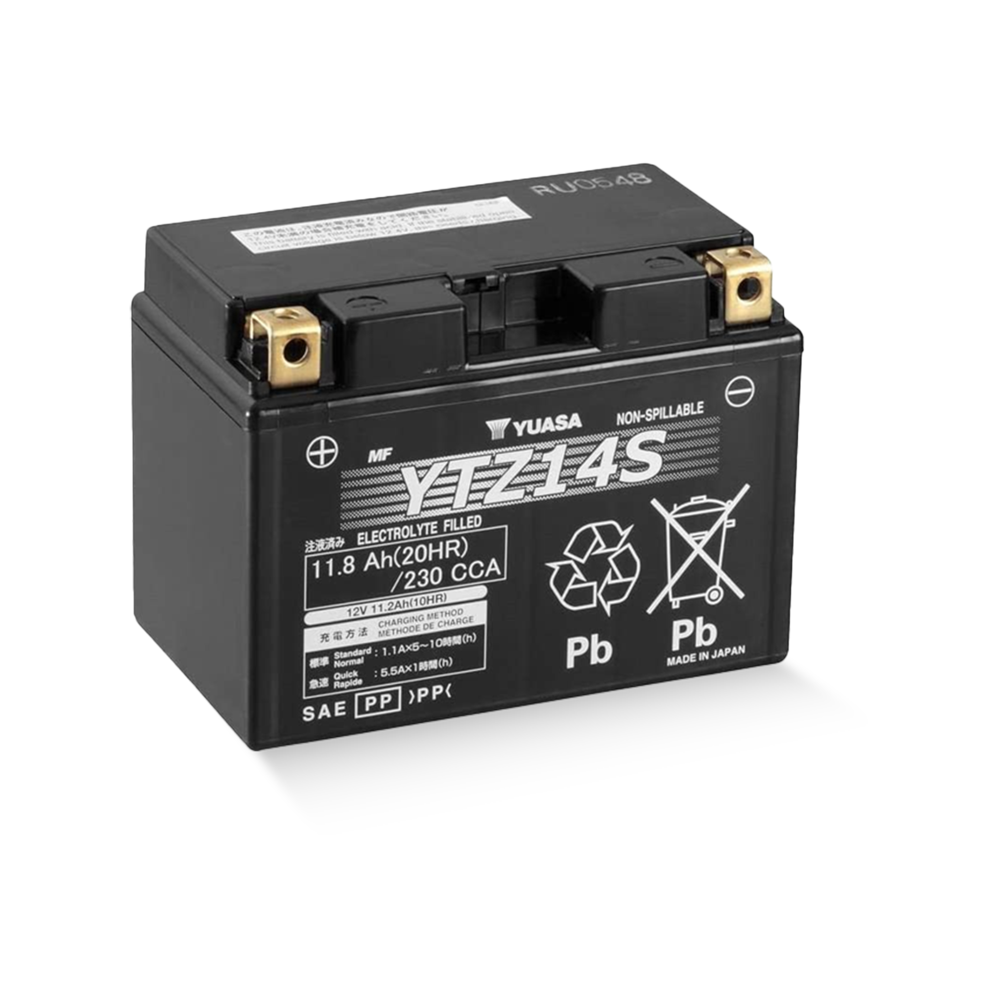 YUASA YTZ14S 12V 11,8Ah/C20 - 230A (EN) Motorradbatterie WF