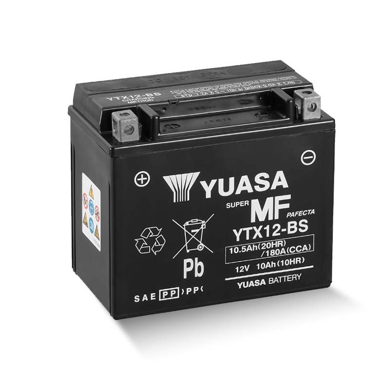 YUASA YTX12-BS / 51012 12V 10,5Ah/C20 - 180A (EN) Motorradbatterie WF