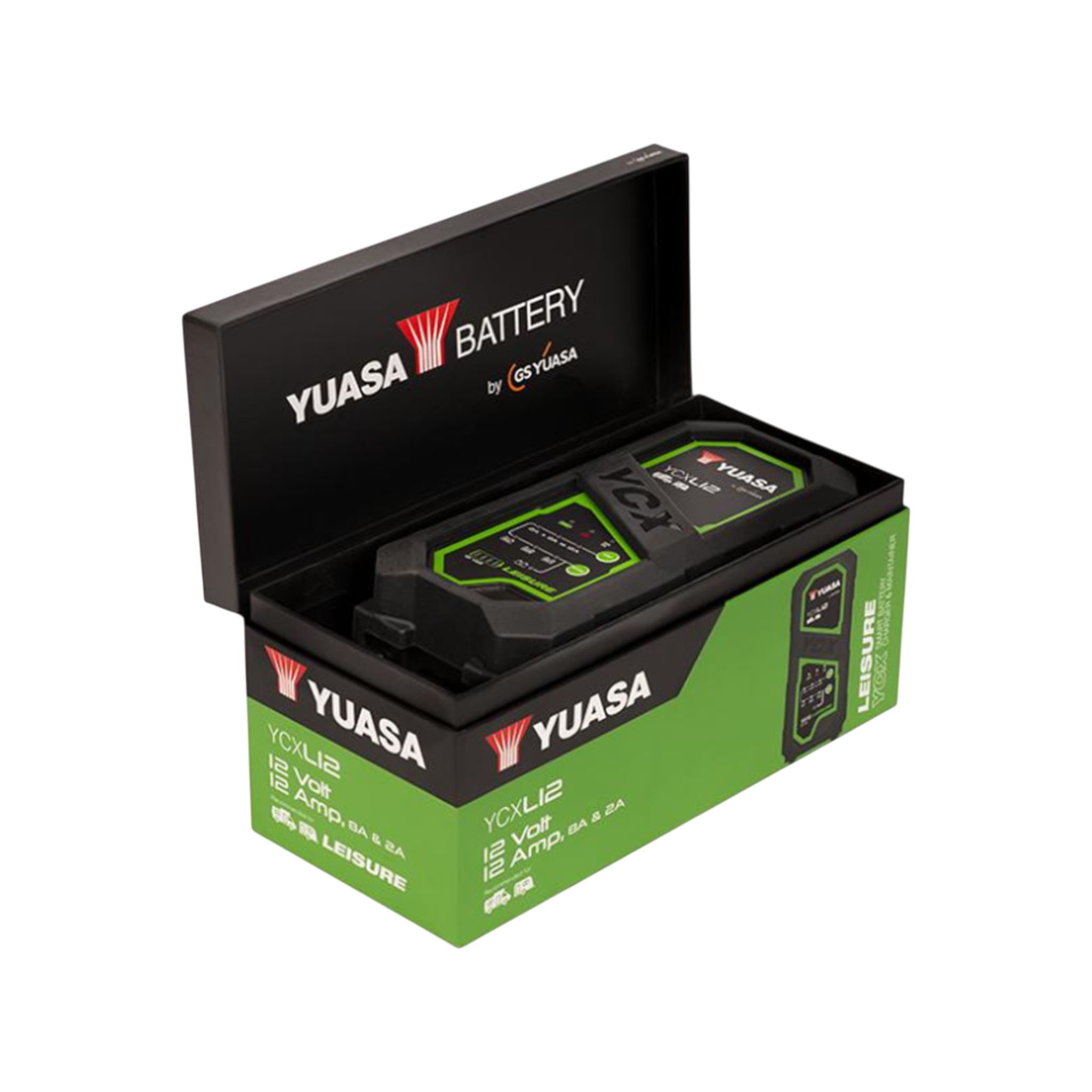 YUASA Ladegerät YCXL12 Leisure 12V mit 2A/8A/12A Ladestrom IP44 Schutzklasse